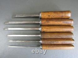 Graduated set pig sticker mortice chisels vintage old tools by I & H Sorby