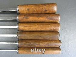 Graduated set pig sticker mortice chisels vintage old tools by I & H Sorby