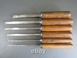 Graduated set pig sticker mortice chisels vintage old tools by I & H Sorby