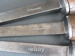 Graduated set pig sticker mortice chisels vintage old tools by I & H Sorby