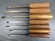 Graduated set pig sticker mortice chisels vintage old tools by Marples Sorby Etc