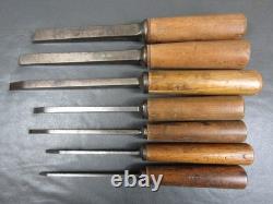 Graduated set pig sticker mortice chisels vintage old tools by Marples Sorby Etc