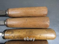 Graduated set pig sticker mortice chisels vintage old tools by Marples Sorby Etc