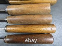 Graduated set pig sticker mortice chisels vintage old tools by Marples Sorby Etc