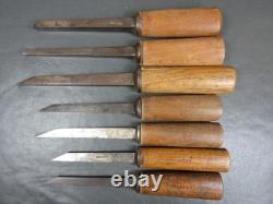 Graduated set pig sticker mortice chisels vintage old tools by Marples Sorby Etc