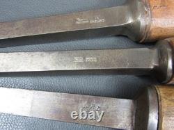 Graduated set pig sticker mortice chisels vintage old tools by Marples Sorby Etc