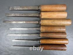 Graduated set pig sticker mortice chisels vintage old tools by Marples Sorby Etc