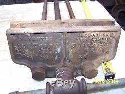 Huge 20 Capacity Antique 1898 W. C. Toles Carpenters Wood Working Bench Vice