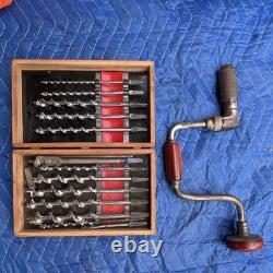 IRWIN Vintage Drill Bit Set Holdall No. 732-10 IN Brace Woodworking Tool