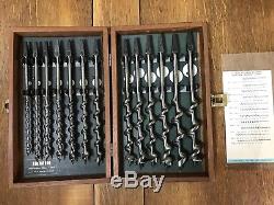 Irwin Auger Bit Tool Set Wood Case Woodwork For Hand Brace Drill 13 Bits