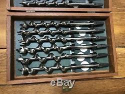 Irwin Auger Bit Tool Set Wood Case Woodwork For Hand Brace Drill 13 Bits
