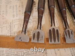 JAPANESE CHISEL Nomi Ebony-wood handle SAKAAKIRA etc Set of 12 JAPAN b109