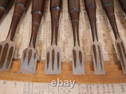 JAPANESE CHISEL Nomi Ebony-wood handle SAKAAKIRA etc Set of 12 JAPAN b109