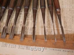 JAPANESE CHISEL Nomi Ebony-wood handle SAKAAKIRA etc Set of 12 JAPAN b109