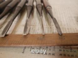JAPANESE CHISEL Nomi Ebony-wood handle SAKAAKIRA etc Set of 12 JAPAN b109
