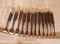 JAPANESE CHISEL Nomi Ebony-wood handle SAKAAKIRA etc Set of 12 JAPAN b109