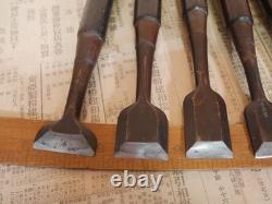 JAPANESE CHISEL Nomi Ebony-wood handle SAKAAKIRA etc Set of 12 JAPAN b109