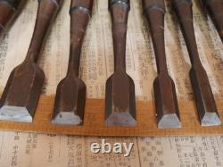 JAPANESE CHISEL Nomi Ebony-wood handle SAKAAKIRA etc Set of 12 JAPAN b109