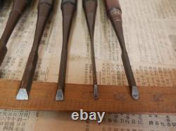 JAPANESE CHISEL Nomi Ebony-wood handle SAKAAKIRA etc Set of 12 JAPAN b109
