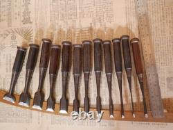 JAPANESE CHISEL Nomi Ebony-wood handle SAKAAKIRA etc Set of 12 JAPAN b109