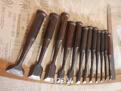 JAPANESE CHISEL Nomi Ebony-wood handle SAKAAKIRA etc Set of 12 JAPAN b109