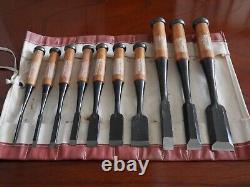 JAPANESE CHISELS Carpentry Woodworking Tool Nomi Signed FUJIHIDE a672