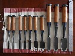 JAPANESE CHISELS Carpentry Woodworking Tool Nomi Signed FUJIHIDE a672