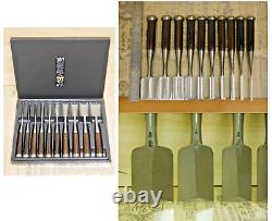 JAPANESE DOVETAIL CHISEL Sinogi-style Nomi Ichisada Set of 10 JAPAN b73