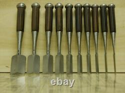 JAPANESE DOVETAIL CHISEL Sinogi-style Nomi Ichisada Set of 10 JAPAN b73