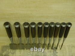 JAPANESE DOVETAIL CHISEL Sinogi-style Nomi Ichisada Set of 10 JAPAN b73