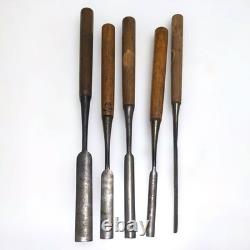 Japanese 5pc Tenon Nomi Chisel Set Woodworking Tool Vintage Collectible
