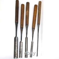 Japanese 5pc Tenon Nomi Chisel Set Woodworking Tool Vintage Collectible