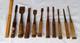 Japanese Carpenter Wood Chisel Set 10 Pc 19-22cm Wooden Handles Used