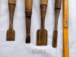 Japanese Carpenter Wood Chisel Set 10 Pc 19-22cm Wooden Handles Used