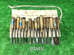 Japanese Carpentry Tools Nomi Chisels 16-Piece Set Vintage Style