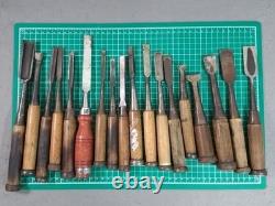 Japanese Chisel Lot of 18 Nomi Woodworking Carpentry Tools with Sharpening Stone