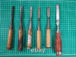 Japanese Chisel Lot of 18 Nomi Woodworking Carpentry Tools with Sharpening Stone