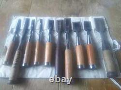 Japanese Chisel Nomi Carpenter Tool Inscription Set of 10 Woodworking Hand Tool