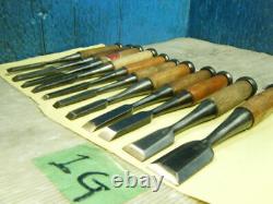 Japanese Chisel Nomi Carpenter Tool Inscription Set of 11 Woodworking Hand Tool