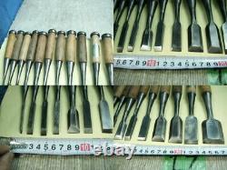 Japanese Chisel Nomi Carpenter Tool Inscription Set of 11 Woodworking Hand Tool