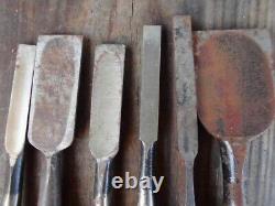 Japanese Chisel Nomi Carpenter Tool Inscription Set of 12 Woodworking Hand Tool