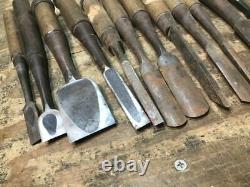 Japanese Chisel Nomi Carpenter Tool Inscription Set of 27 Woodworking Hand Tool
