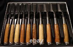 Japanese Chisel Nomi Carpenter Tool Set of 10 Hand Tool wood working Near Mint