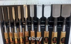 Japanese Chisel Nomi Carpenter Tool Set of 10 Hand Tool wood working Near Mint