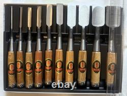Japanese Chisel Nomi Carpenter Tool Set of 10 Hand Tool wood working Near Mint