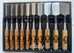 Japanese Chisel Nomi Carpenter Tool Set of 10 Hand Tool wood working Near Mint