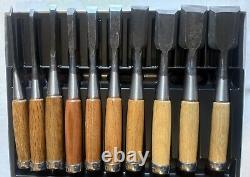 Japanese Chisel Nomi Carpenter Tool Set of 10 Hand Tool wood working Near Mint