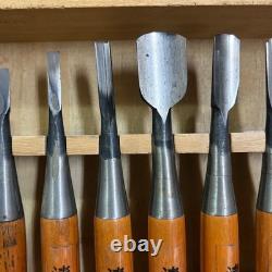 Japanese Chisel Nomi Carpenter Tool Set of 10 Hand Tool wood working used