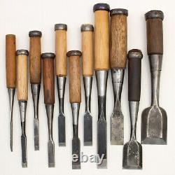 Japanese Chisel Nomi Carpenter Tool Set of 11 Hand Tool wood working #231