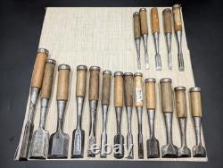 Japanese Chisel Nomi Carpenter Tool Set of 18 Hand Tool wood working R3064-78